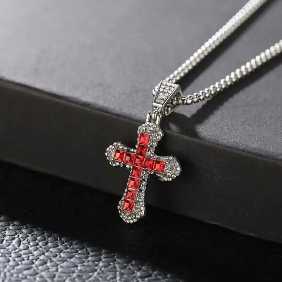 Ruby Red Cross Necklace – MM 2ct Red Ruby Gemstone 24\